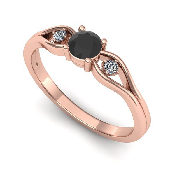 Inel din aur roz cu diamant negru