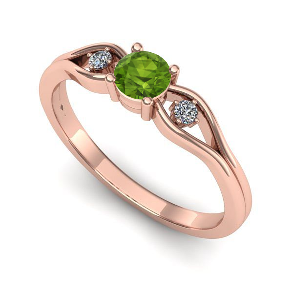 Inel logodna din aur roz cu peridot