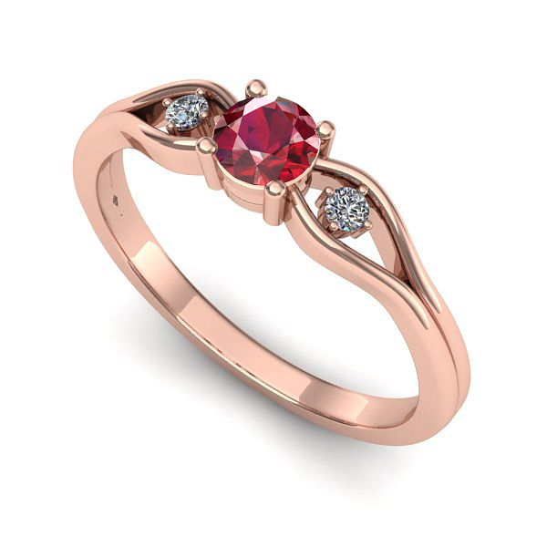 Inel din aur roz cu rubin