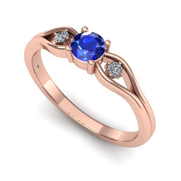 Inel din aur roz cu safir