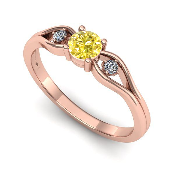 Inel logodna din aur roz cu safir galben