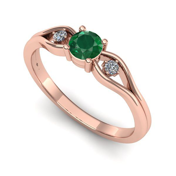 Inel din aur roz cu smarald