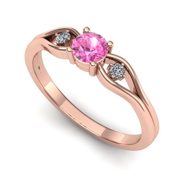 Inel logodna din aur roz cu safir roz