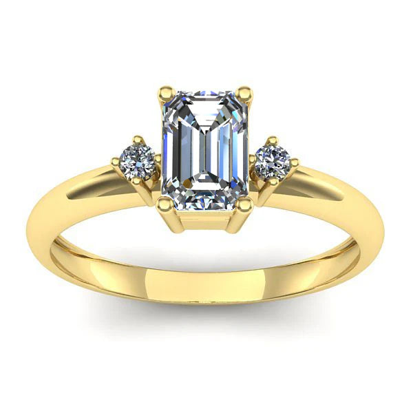 Inel logodna cu diamant de laborator dreptunghiular