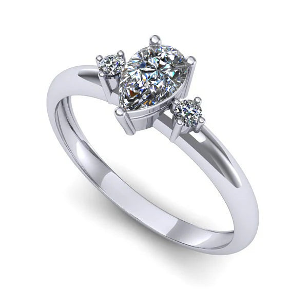 Inel din aur alb cu diamant de laborator