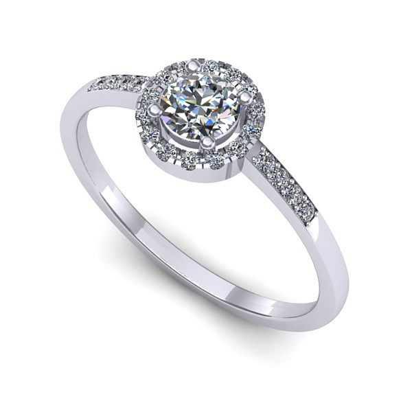 Inel din aur alb cu diamant de laborator