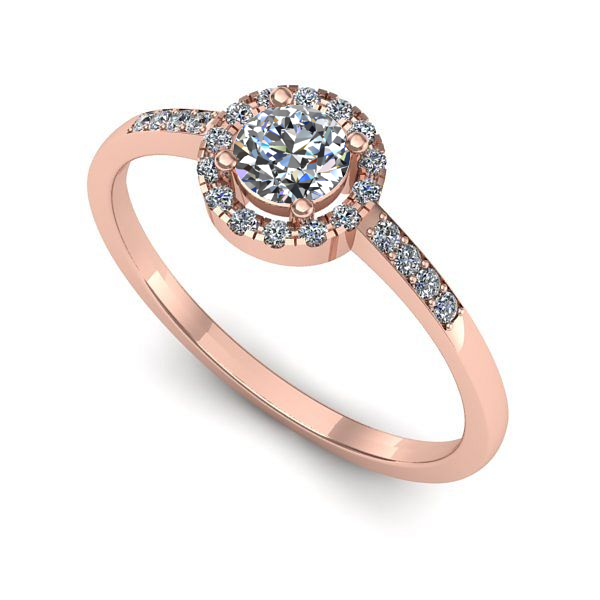 Inel din aur roz cu diamant de laborator