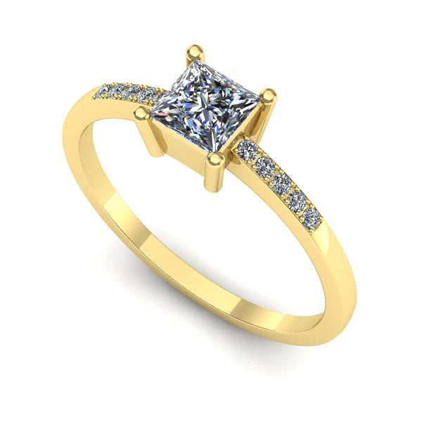 Inel din aur galben cu diamant de laborator