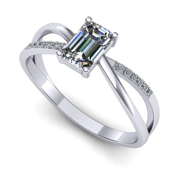 Inel logodna din aur alb cu diamant de laborator