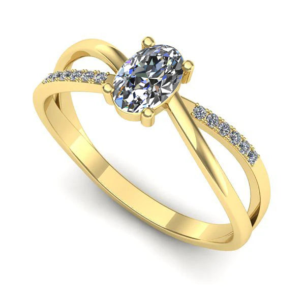 Inel logodna din aur galben cu diamant de laborator