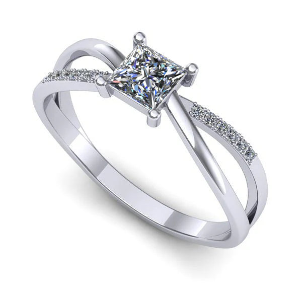 Inel de logodna din aur alb cu diamant de laborator