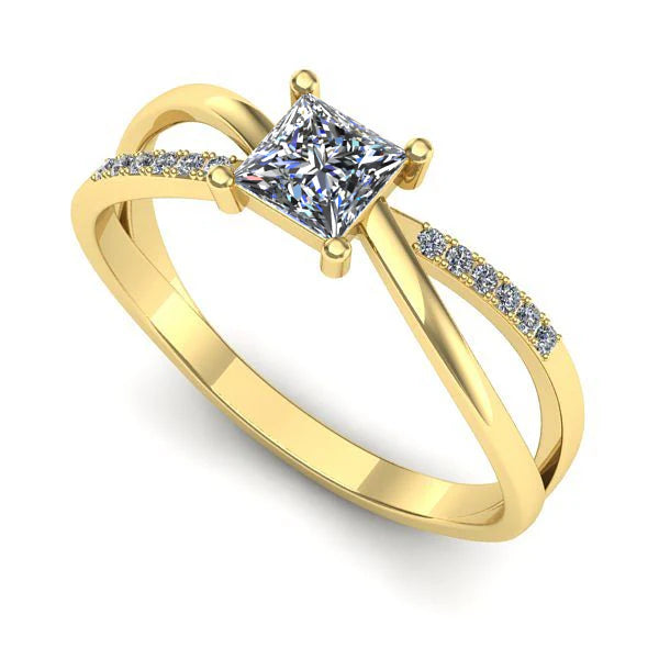 Inel din aur galben cu diamant de laborator