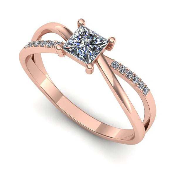 Inel din aur roz cu diamant de laborator