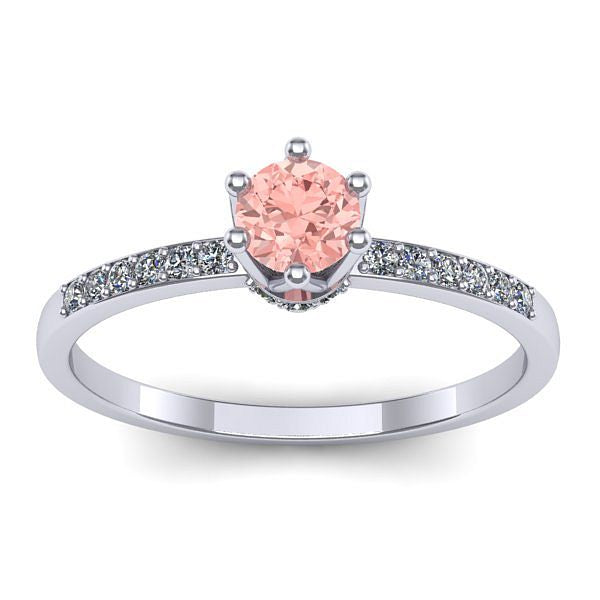 Inel de logodna cu diamant de laborator roz rotund