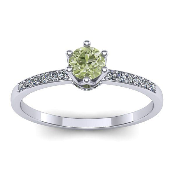 Inel de logodna cu diamant de laborator verde rotund