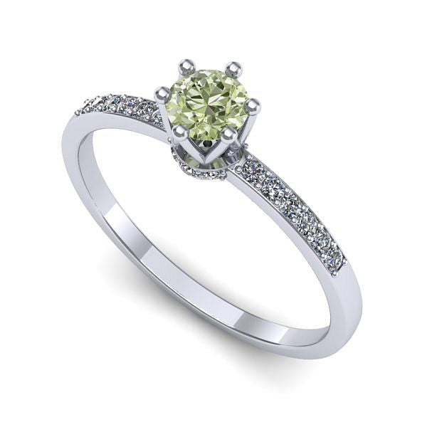 Inel logodna din aur alb cu diamant de laborator verde