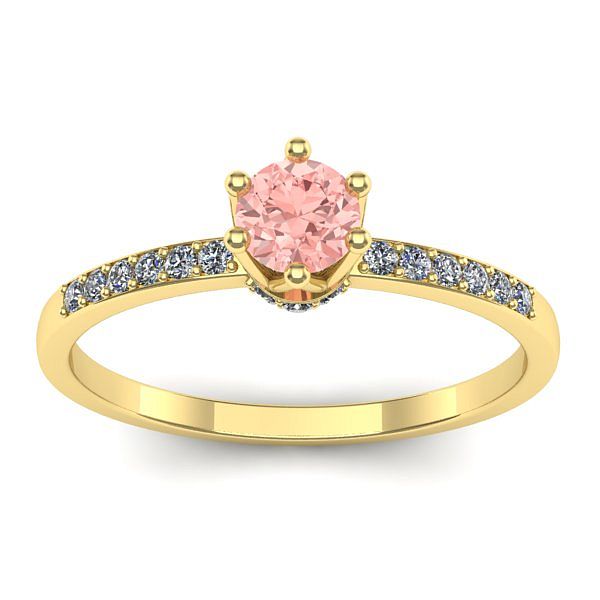 Inel logodna cu diamant de laborator roz rotund