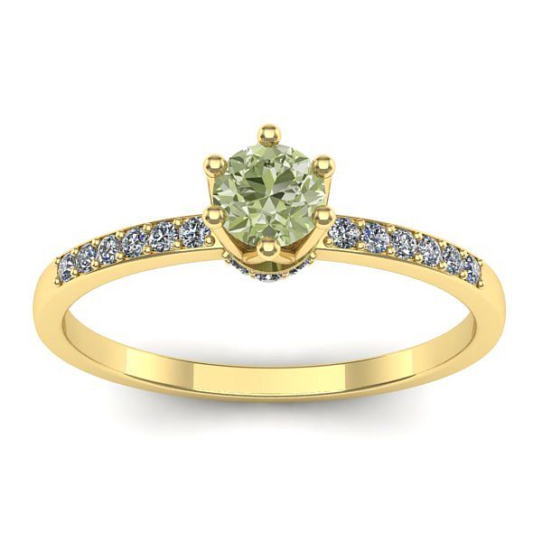 Inel logodna cu diamant de laborator verde rotund