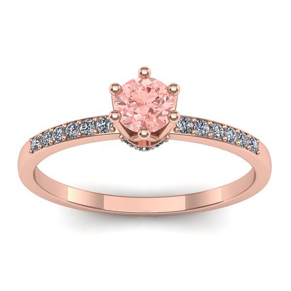 Inel de logodna cu diamant de laborator roz rotund