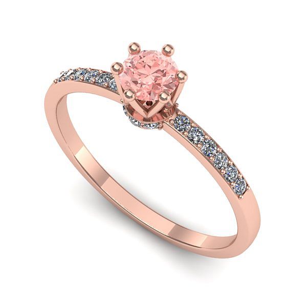 Inel din aur roz cu diamant de laborator roz