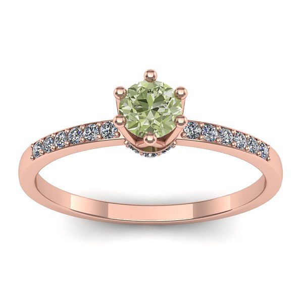 Inel cu diamant de laborator verde rotund