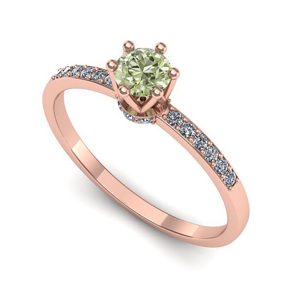 Inel logodna din aur roz cu diamant de laborator verde