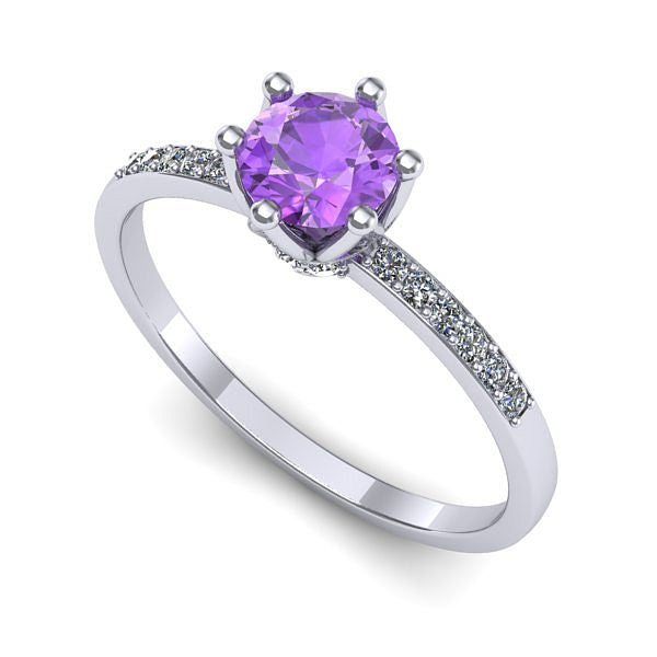 Inel de logodna din aur alb cu ametist