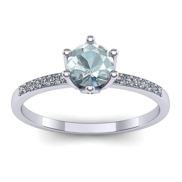 Inel de logodna cu aquamarin rotund