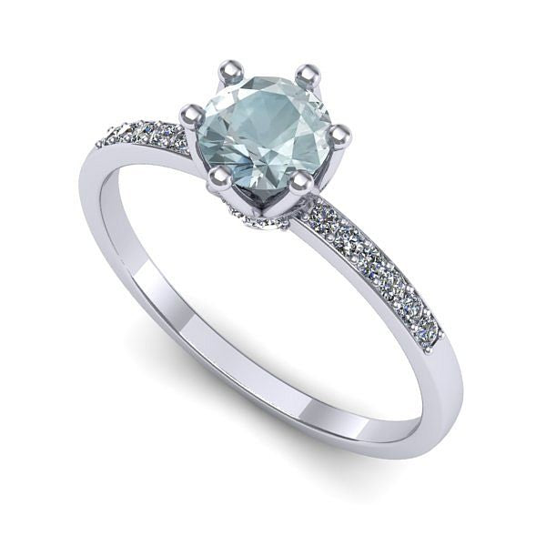 Inel logodna din aur alb cu aquamarin