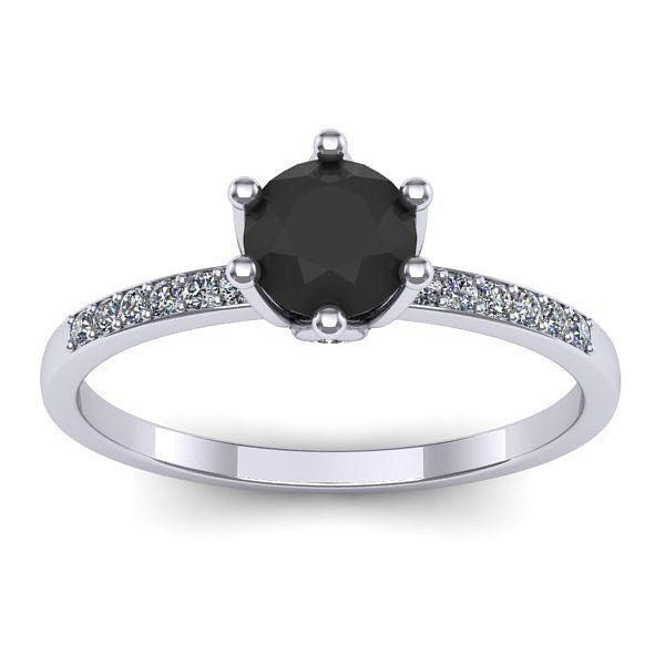 Inel de logodna cu diamant negru rotund