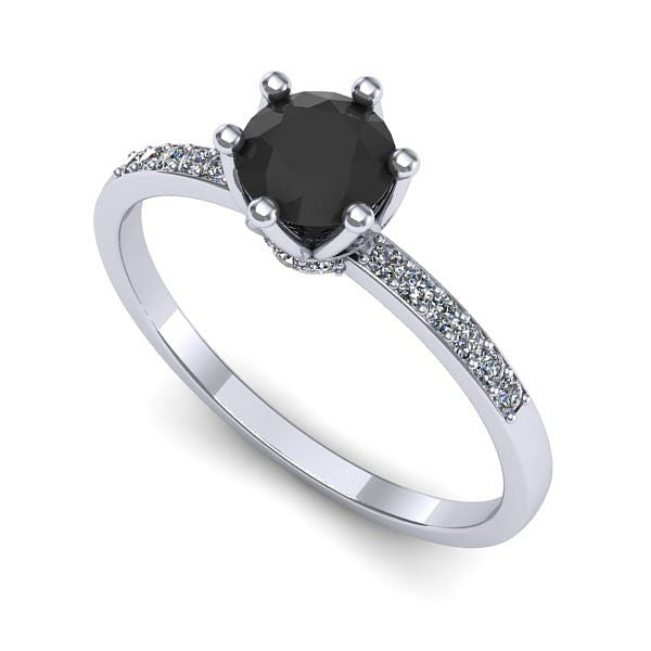 Inel logodna din aur alb cu diamant negru