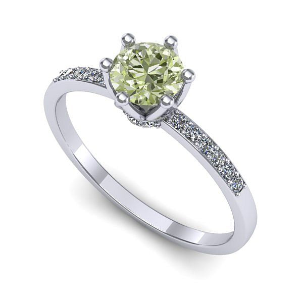 Inel de logodna din aur alb cu diamant de laborator verde