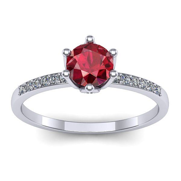 Inel de logodna cu rubin rotund