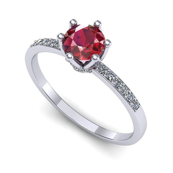 Inel din aur alb cu rubin