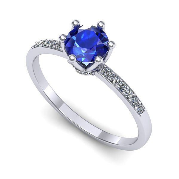 Inel din aur alb cu safir