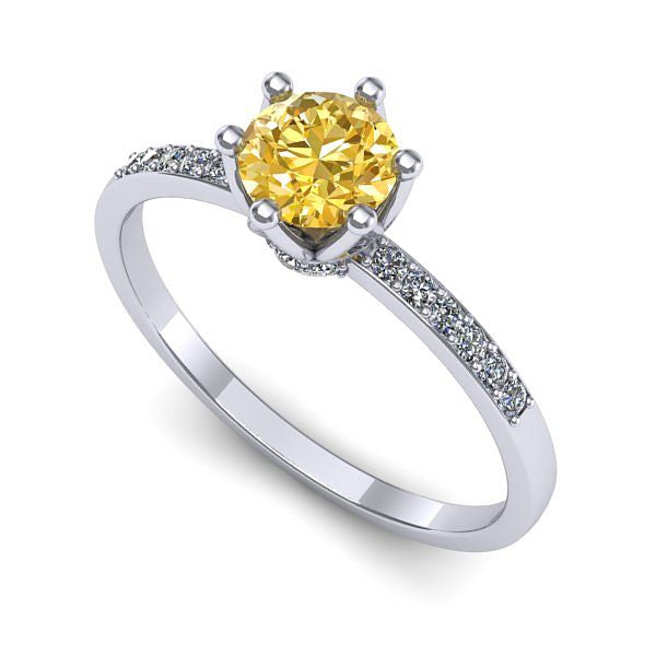 Inel din aur alb cu safir galben