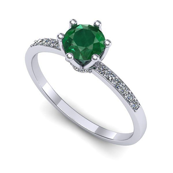 Inel logodna din aur alb cu smarald