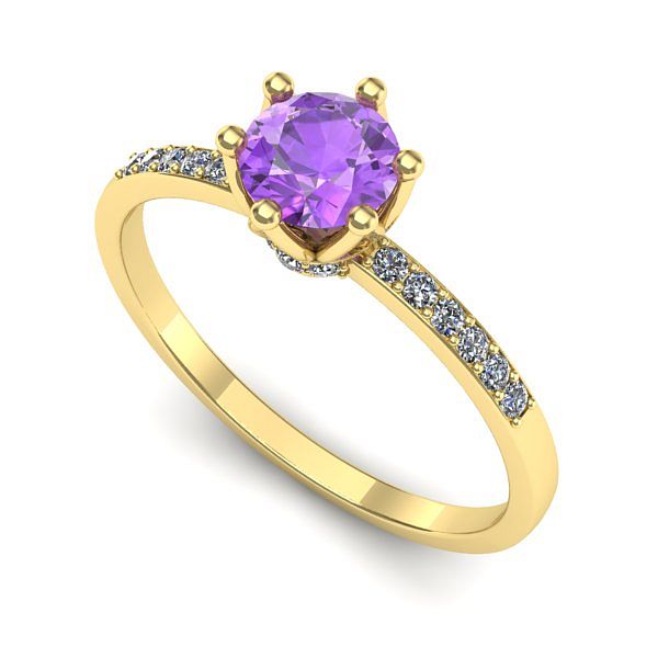 Inel de logodna din aur galben cu ametist