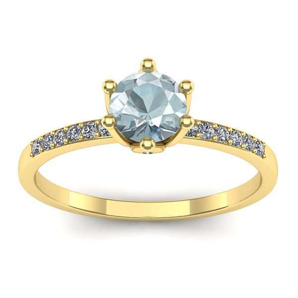 Inel logodna cu aquamarin rotund