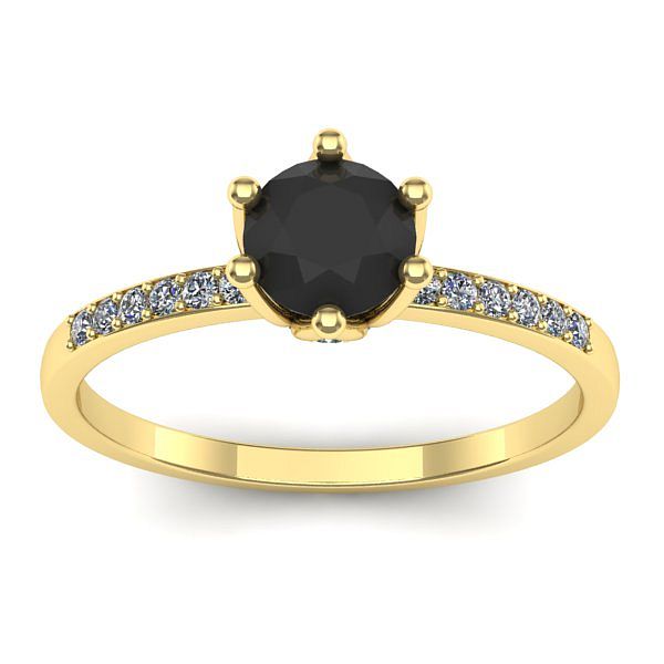 Inel cu diamant negru rotund