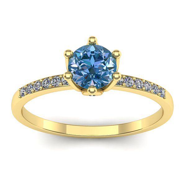 Inel de logodna cu diamant de laborator albastru rotund