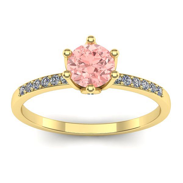 Inel cu diamant de laborator roz rotund