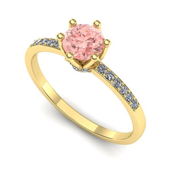Inel de logodna din aur galben cu diamant de laborator roz