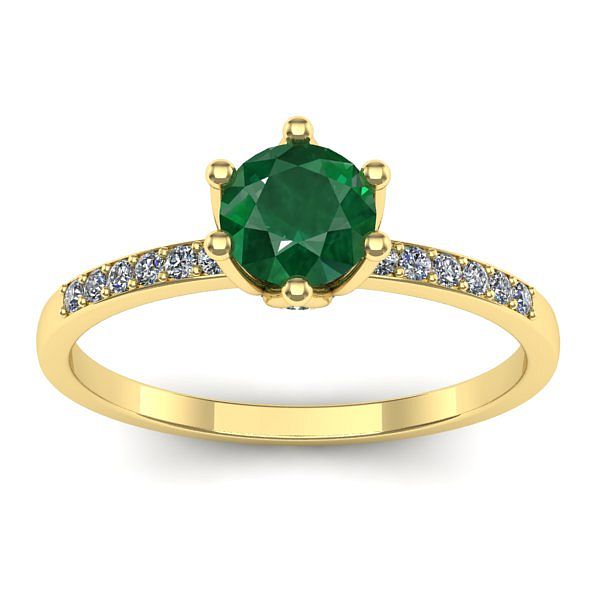 Inel de logodna cu smarald rotund