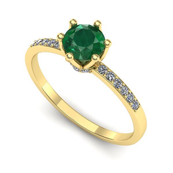 Inel logodna din aur galben cu smarald