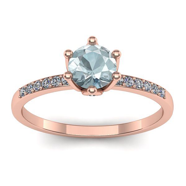 Inel logodna cu aquamarin rotund