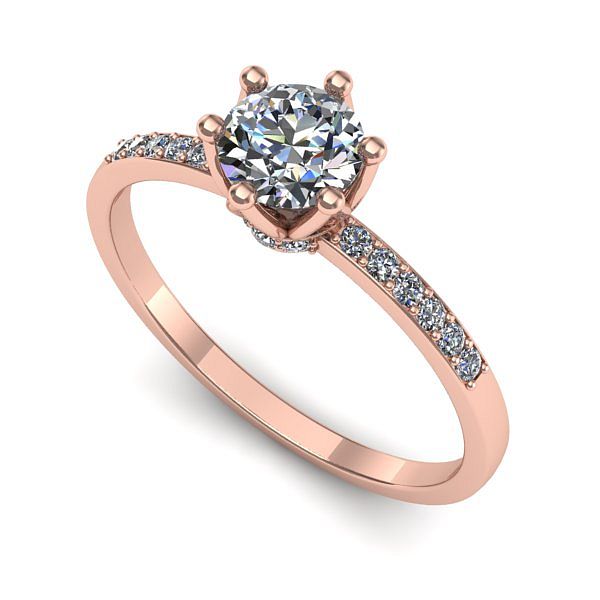 Inel din aur roz cu diamant