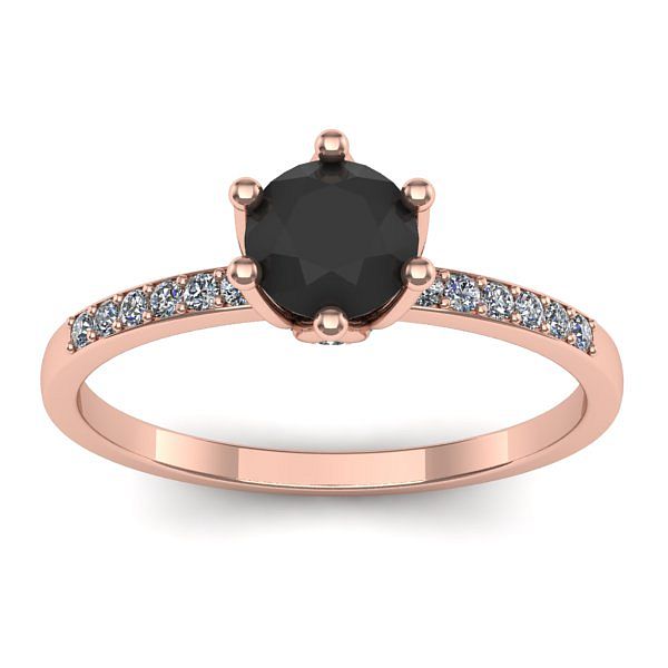 Inel cu diamant negru rotund