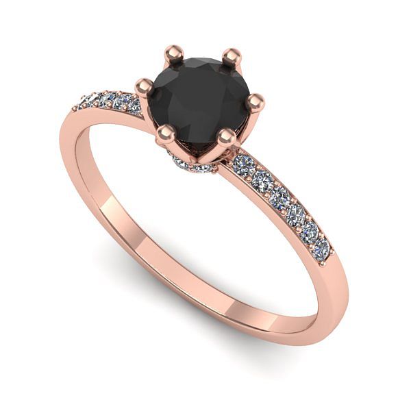 Inel din aur roz cu diamant negru