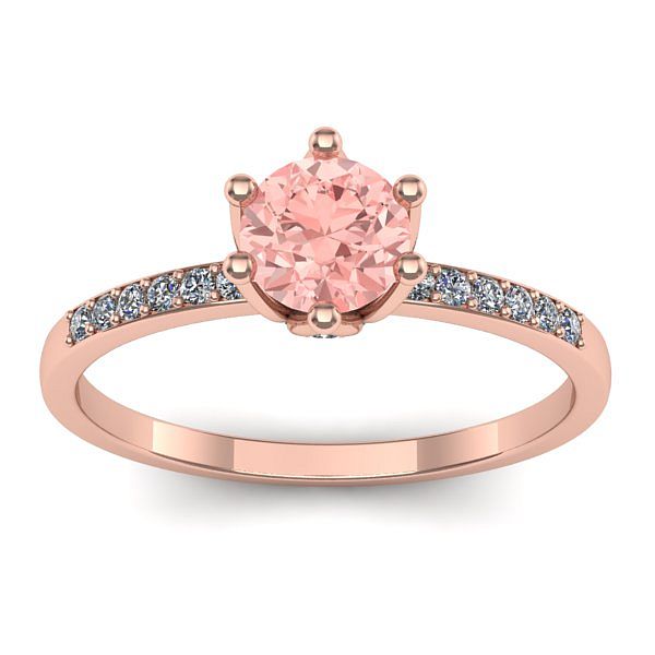 Inel logodna cu diamant de laborator roz rotund